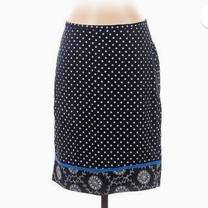 Ann Taylor LOFT Navy/White Polka Dots With Embroidered Bottom Hem - Size 4